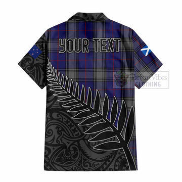 Kinnaird Crest Tartan Short Sleeve Button Shirt with New Zealand Silver Fern Half Style