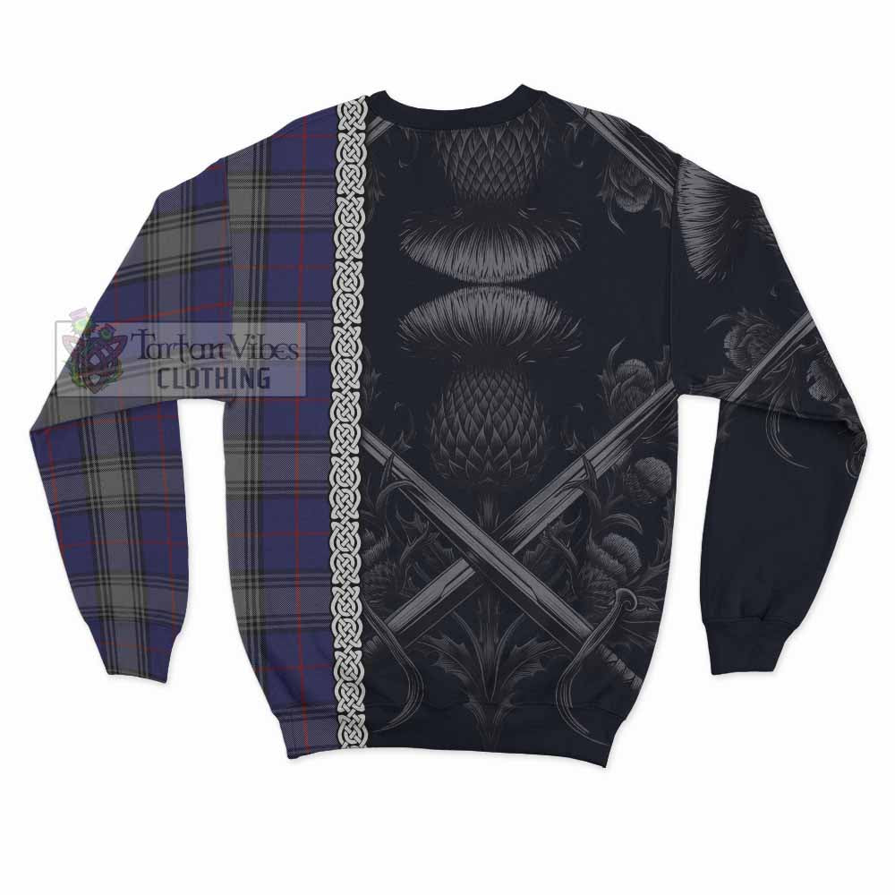 Tartan Vibes Clothing Kinnaird Tartan Sweatshirt with Family Crest Cross Sword Thistle Celtic Vibes