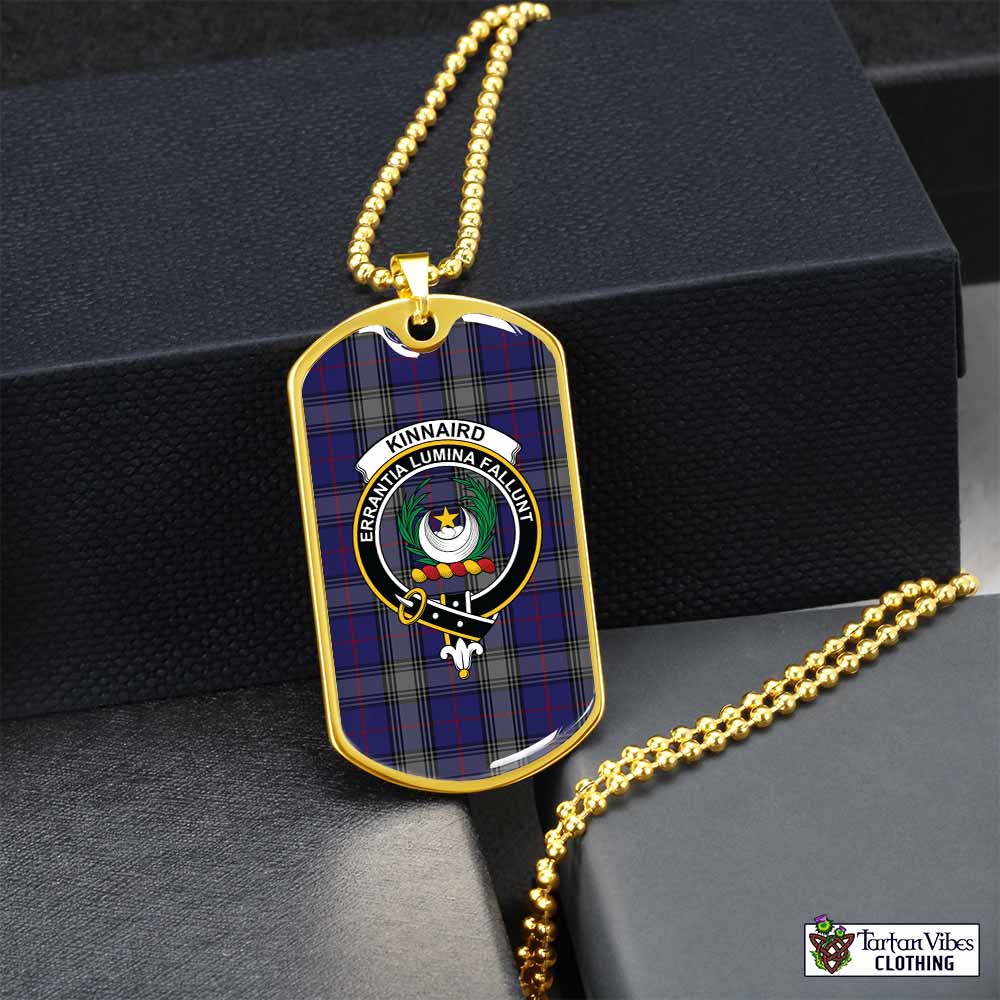 Tartan Vibes Clothing Kinnaird Tartan Dog Tag Necklace with Family Crest