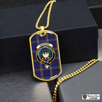 Kinnaird Tartan Dog Tag Necklace with Family Crest