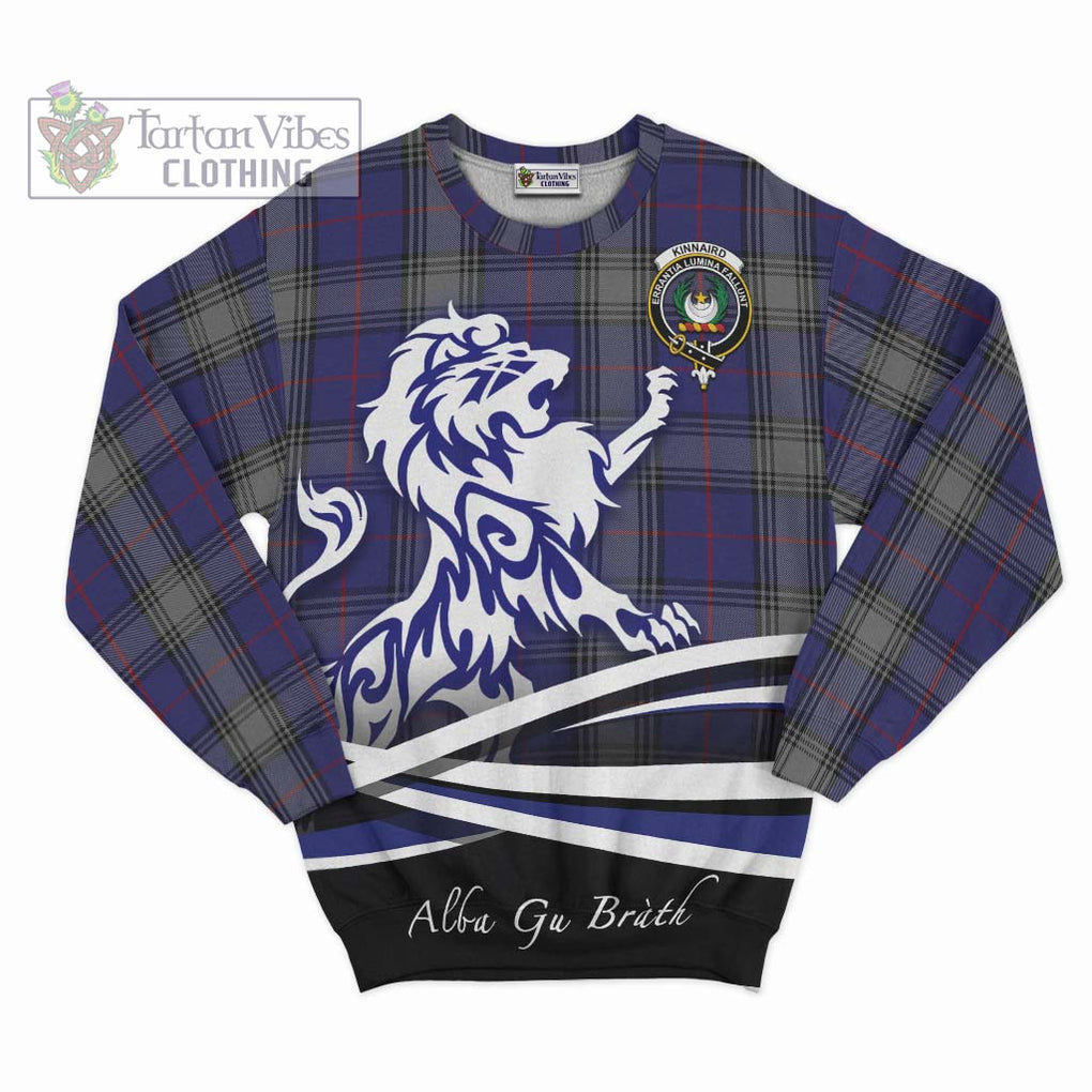 Kinnaird Tartan Sweatshirt with Alba Gu Brath Regal Lion Emblem - Tartanvibesclothing Shop