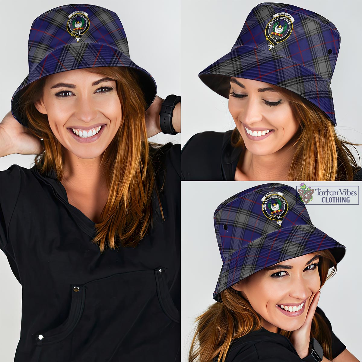 Tartan Vibes Clothing Kinnaird Tartan Bucket Hat with Family Crest