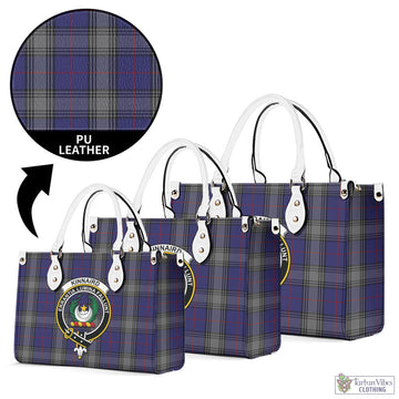 Kinnaird Tartan Luxury Leather Handbags with Family Crest