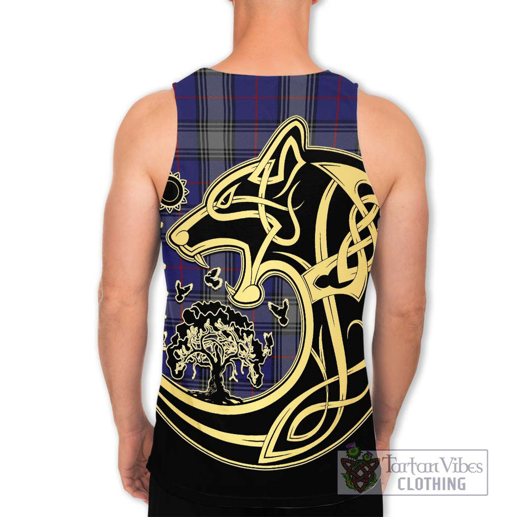 Kinnaird Tartan Men's Tank Top with Family Crest Celtic Wolf Style - Tartan Vibes Clothing