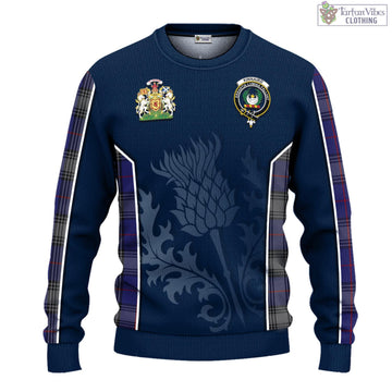 Kinnaird Tartan Knitted Sweatshirt with Family Crest and Scottish Thistle Vibes Sport Style