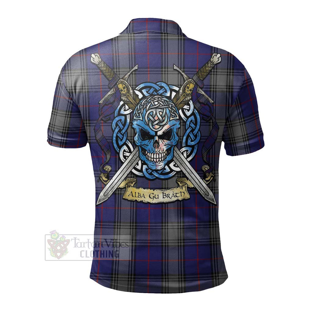 Tartan Vibes Clothing Kinnaird Tartan Polo Shirt with Family Crest Celtic Skull Style