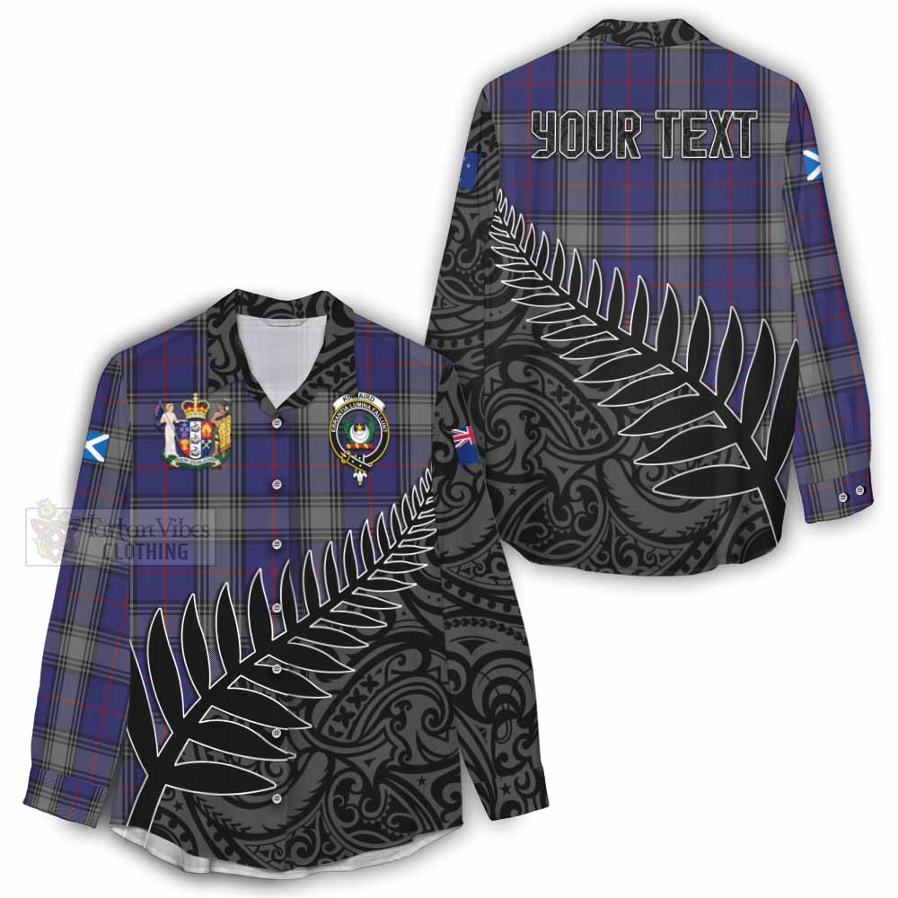 Tartan Vibes Clothing Kinnaird Crest Tartan Women's Casual Shirt with New Zealand Silver Fern Half Style