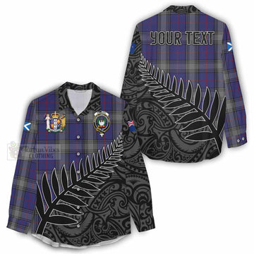 Kinnaird Crest Tartan Women's Casual Shirt with New Zealand Silver Fern Half Style