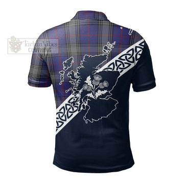 Kinnaird Tartan Polo Shirt Featuring Thistle and Scotland Map