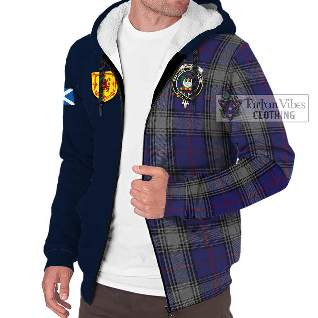 Tartan Vibes Clothing Kinnaird Tartan Sherpa Hoodie with Scottish Lion Royal Arm Half Style