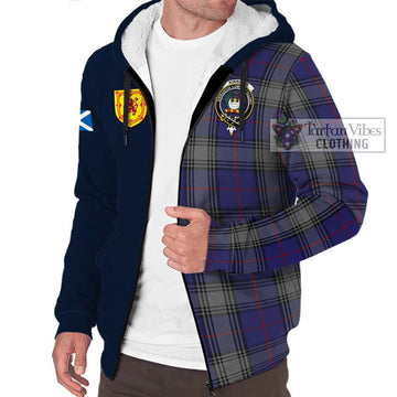 Kinnaird Tartan Sherpa Hoodie Alba with Scottish Lion Royal Arm Half Style