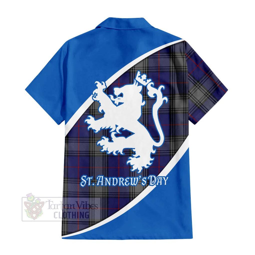 Tartan Vibes Clothing Kinnaird Family Crest Tartan Short Sleeve Button Shirt Celebrate Saint Andrew's Day in Style