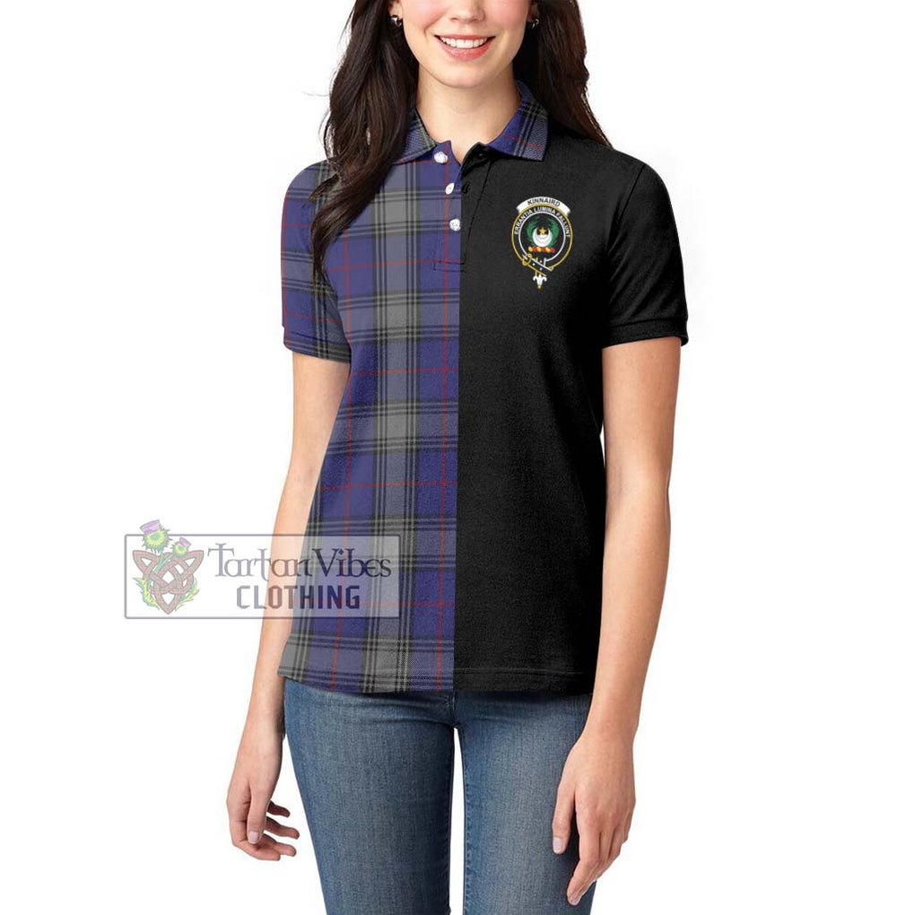 Kinnaird Tartan Women's Polo Shirt with Family Crest and Half Of Me Style - Tartanvibesclothing Shop