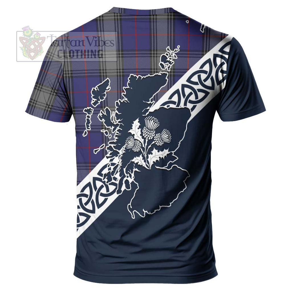 Kinnaird Tartan T-Shirt Featuring Thistle and Scotland Map