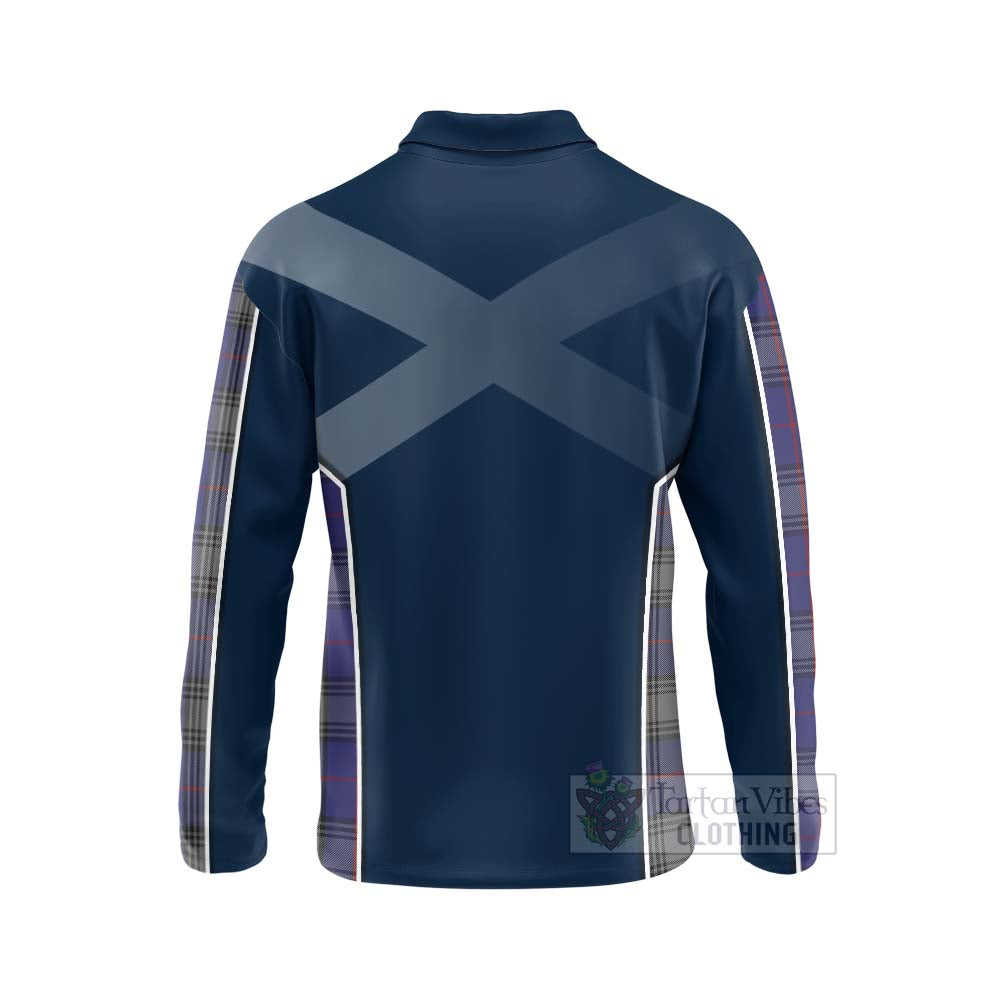 Tartan Vibes Clothing Kinnaird Tartan Long Sleeve Polo Shirt with Family Crest and Scottish Thistle Vibes Sport Style