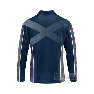 Kinnaird Tartan Long Sleeve Polo Shirt with Family Crest and Scottish Thistle Vibes Sport Style