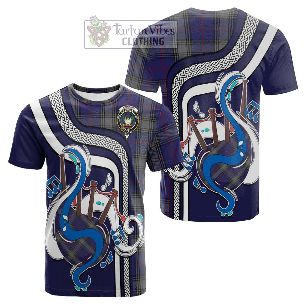 Tartan Vibes Clothing Kinnaird Tartan Cotton T-shirt with Epic Bagpipe Style