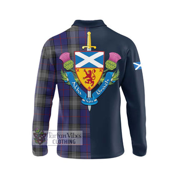Kinnaird Tartan Long Sleeve Polo Shirt Alba with Scottish Lion Royal Arm Half Style - Tartan Vibes Clothing