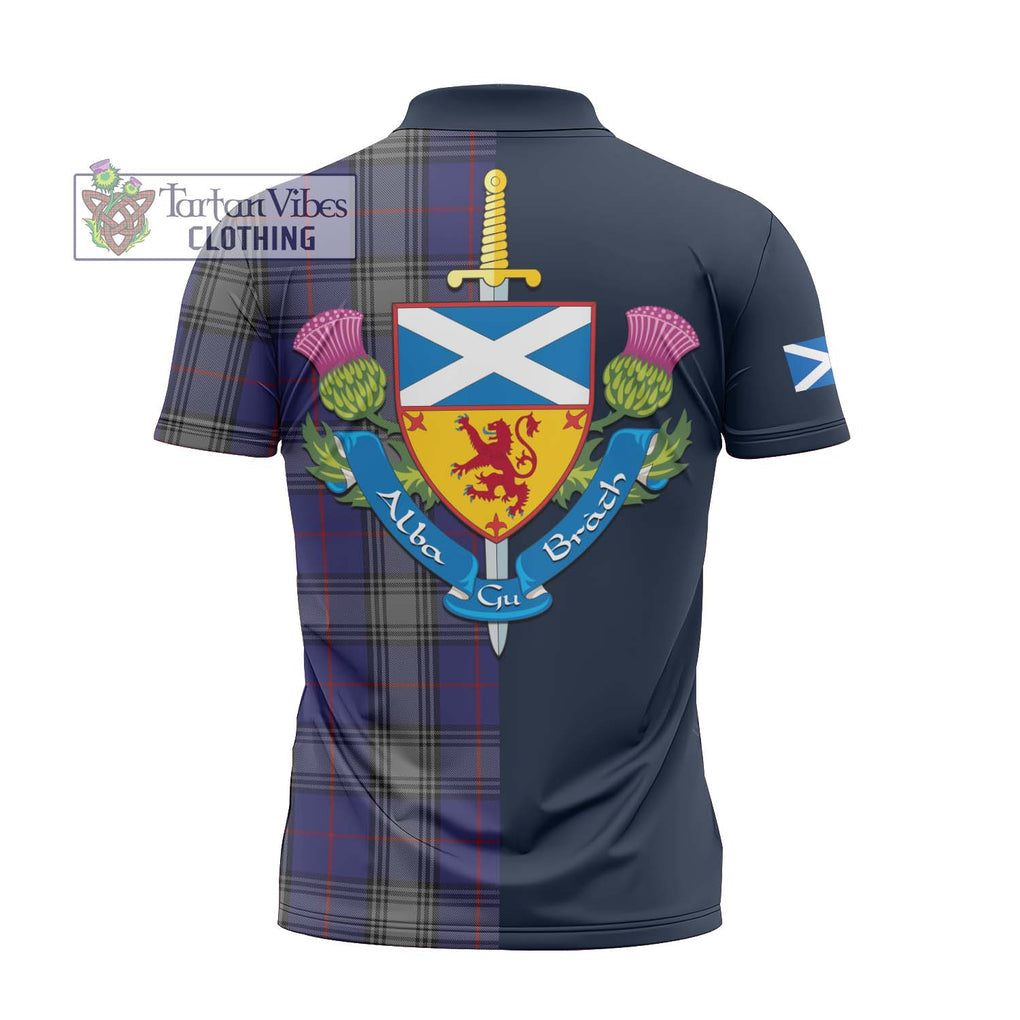 Tartan Vibes Clothing Kinnaird Tartan Zipper Polo Shirt with Scottish Lion Royal Arm Half Style