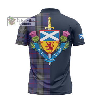 Kinnaird Tartan Zipper Polo Shirt Alba with Scottish Lion Royal Arm Half Style