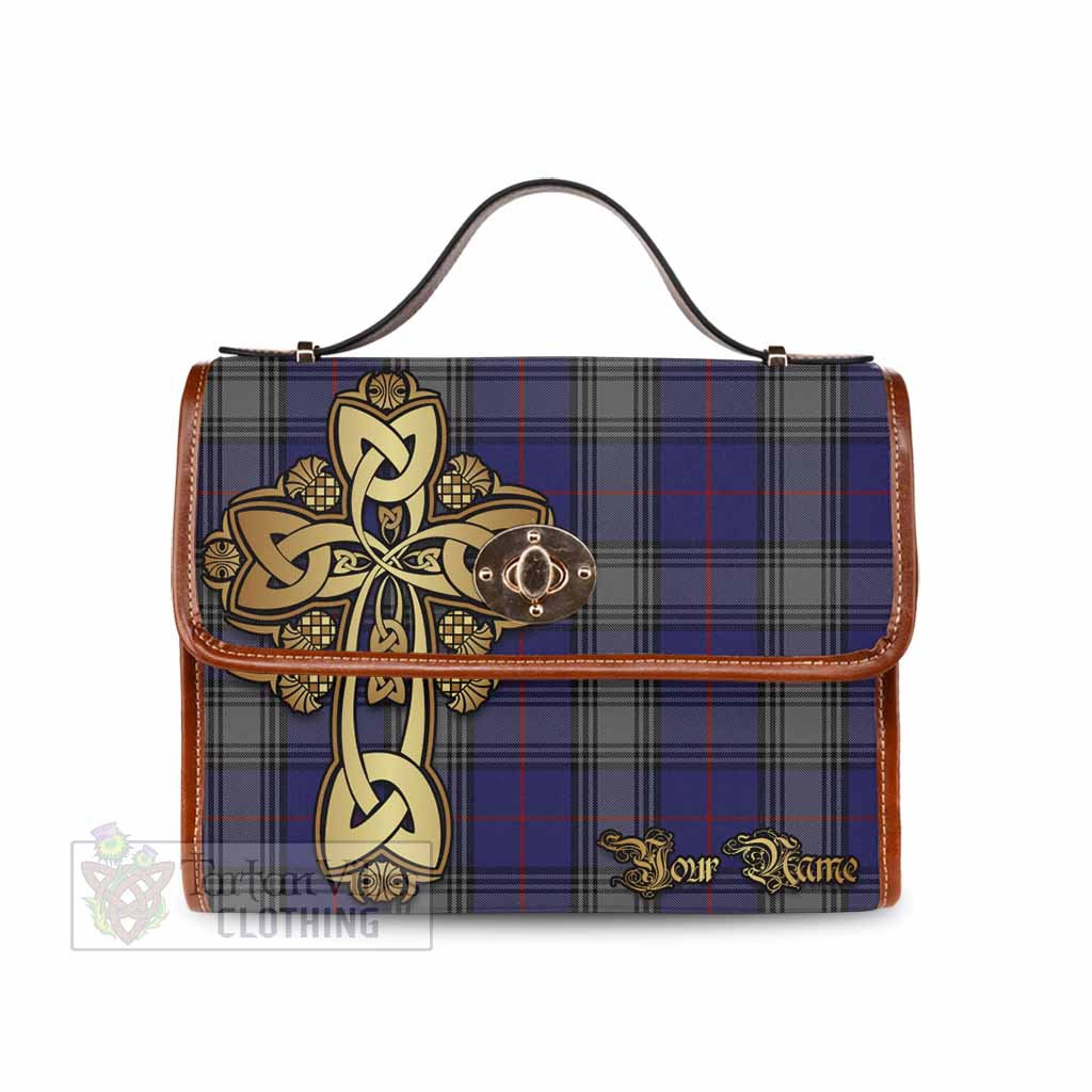 Tartan Vibes Clothing Kinnaird Tartan Waterproof Canvas Bag Golden Thistle Celtic Cross Style