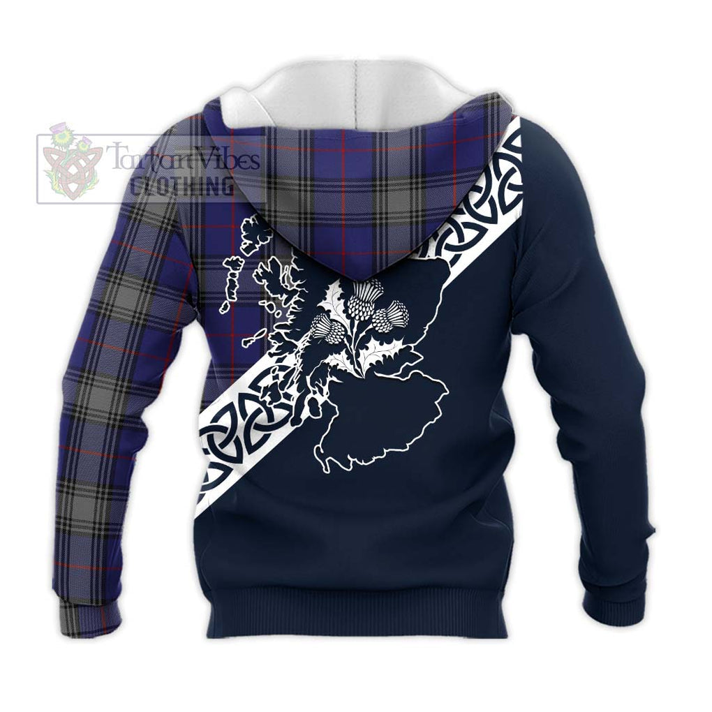 Tartan Vibes Clothing Kinnaird Tartan Knitted Hoodie Featuring Thistle and Scotland Map