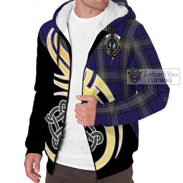 Kinnaird Tartan Sherpa Hoodie with Family Crest and Celtic Symbol Style