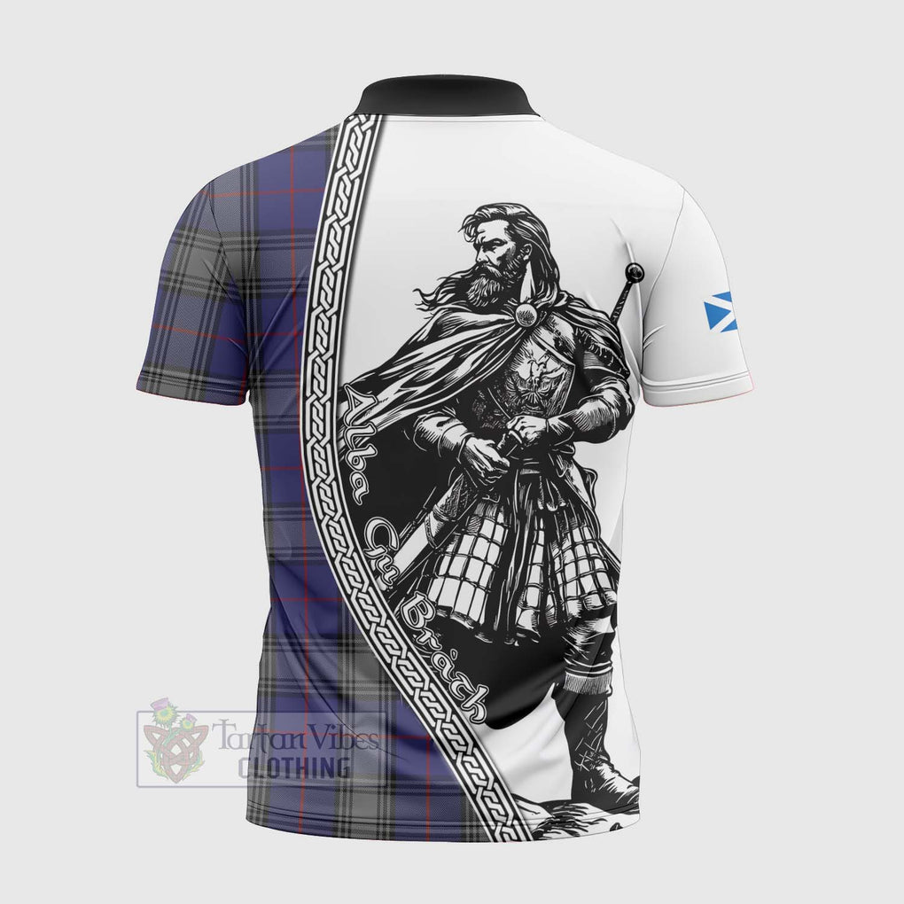 Tartan Vibes Clothing Kinnaird Tartan Clan Crest Zipper Polo Shirt with Highlander Warrior Celtic Style