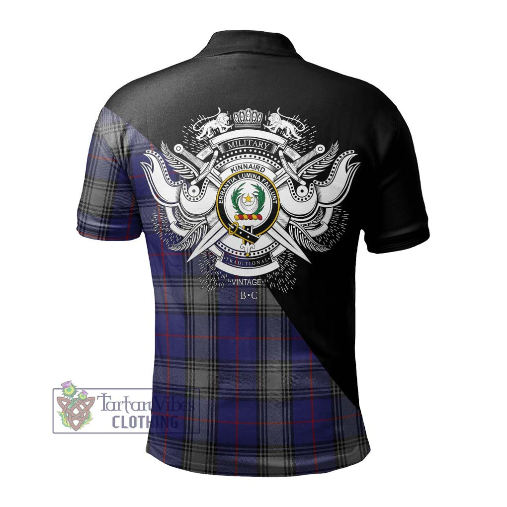 Kinnaird Tartan Polo Shirt with Family Crest and Military Logo Style - Tartanvibesclothing Shop