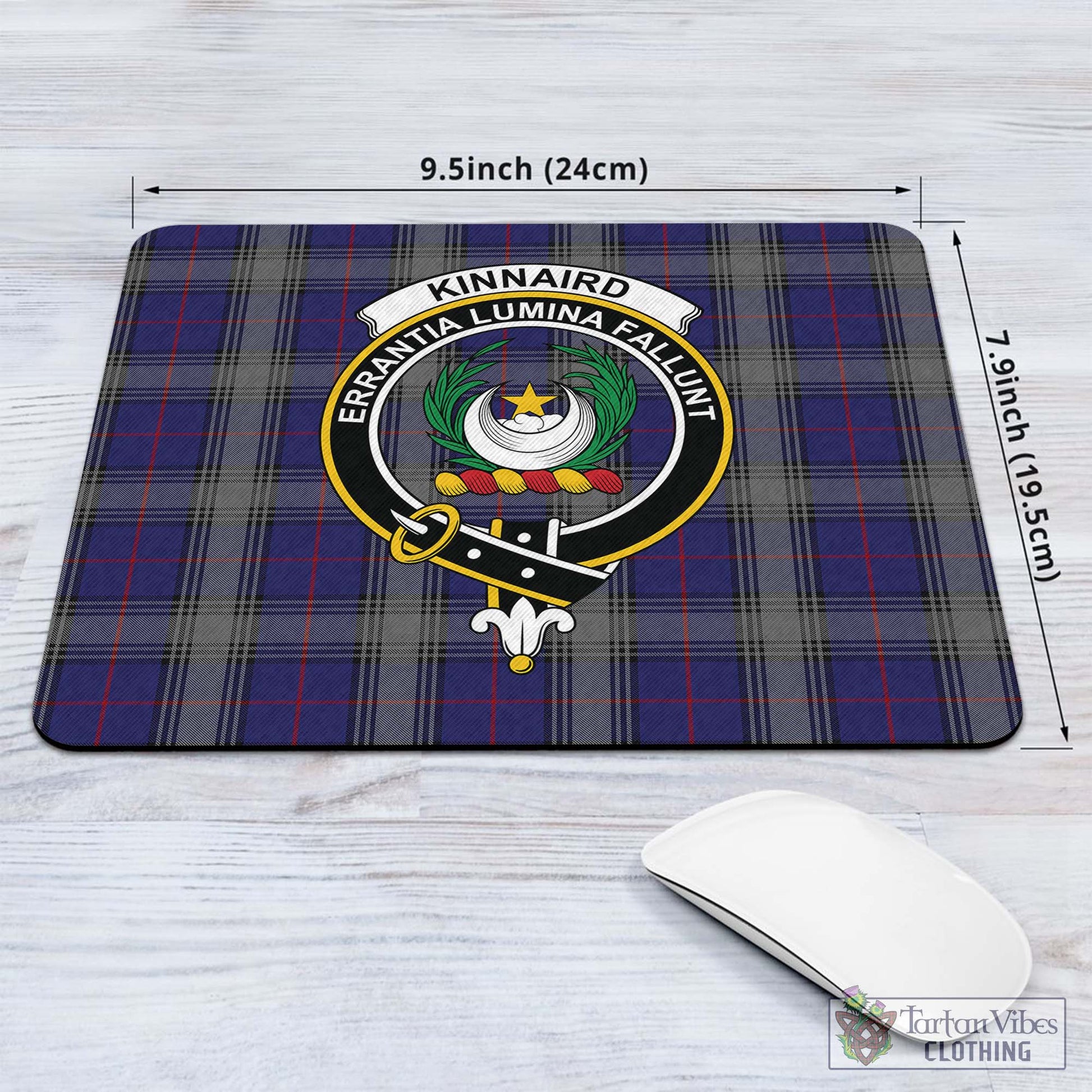 Tartan Vibes Clothing Kinnaird Tartan Mouse Pad with Family Crest