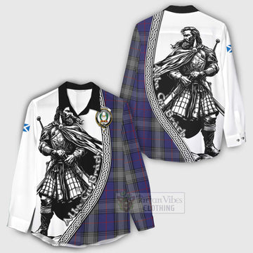 Kinnaird Tartan Clan Crest Women's Casual Shirt with Highlander Warrior Celtic Style