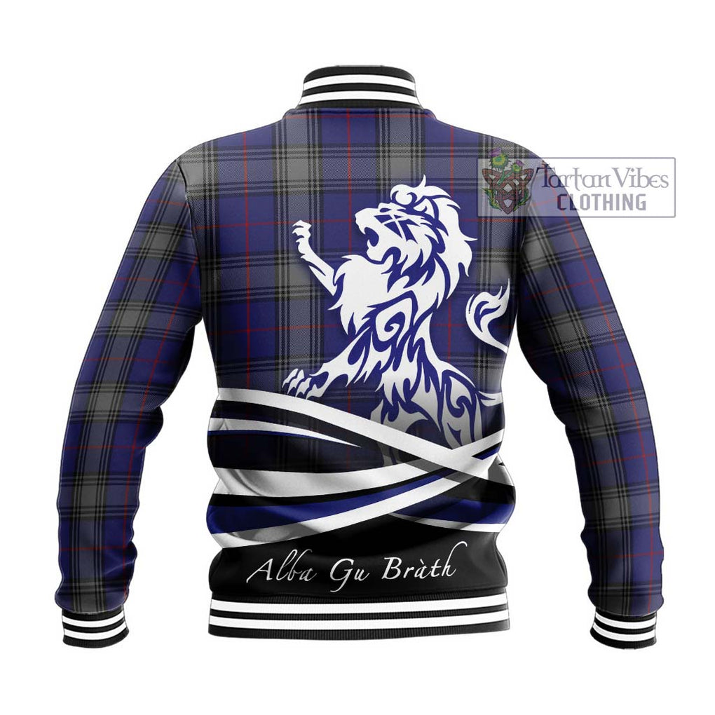 Kinnaird Tartan Baseball Jacket with Alba Gu Brath Regal Lion Emblem - Tartanvibesclothing Shop