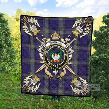 Kinnaird Tartan Quilt with Family Crest and Scottish Golden Courage Shield