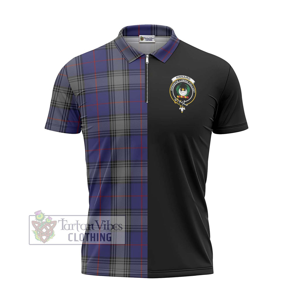 Kinnaird Tartan Zipper Polo Shirt with Family Crest and Half Of Me Style - Tartanvibesclothing Shop