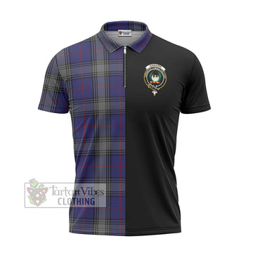 Kinnaird Tartan Zipper Polo Shirt with Family Crest and Half Of Me Style