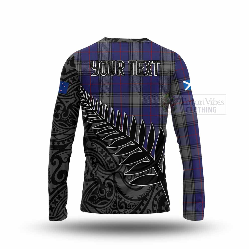 Tartan Vibes Clothing Kinnaird Crest Tartan Long Sleeve T-Shirt with New Zealand Silver Fern Half Style