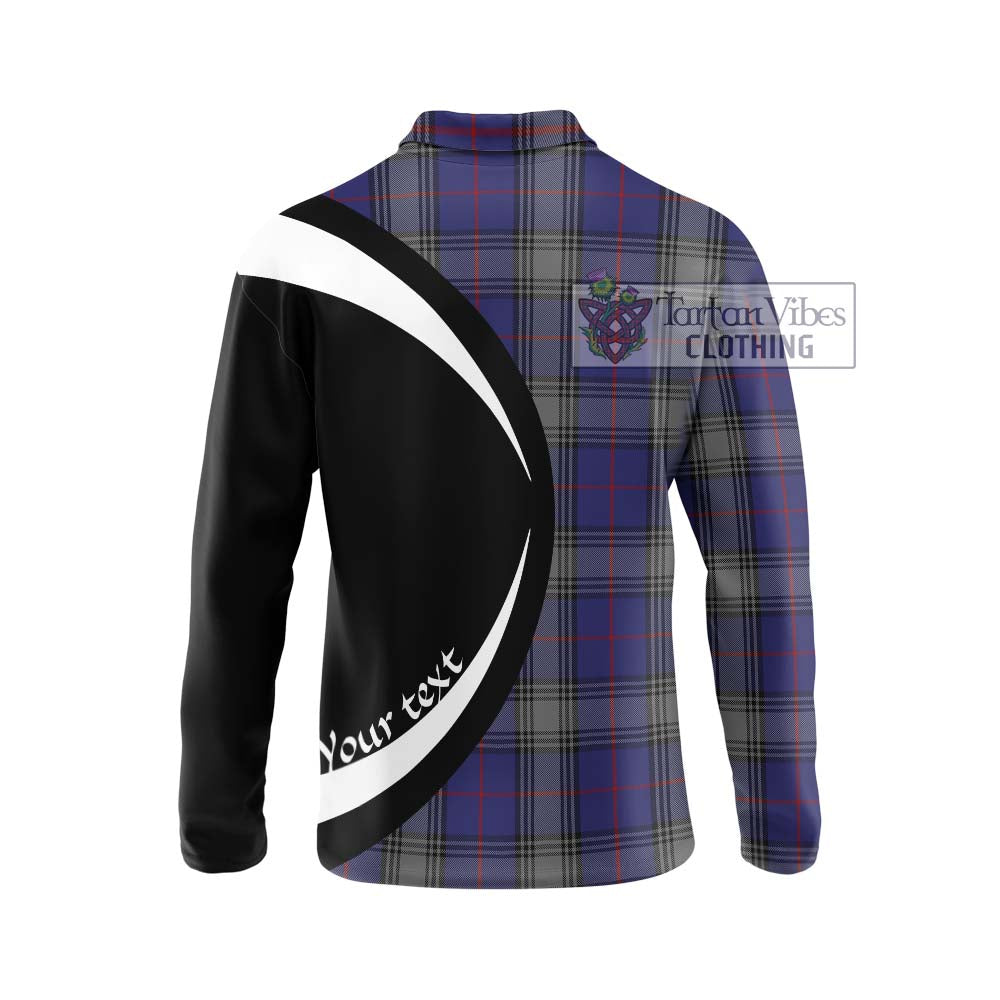 Kinnaird Tartan Long Sleeve Polo Shirt with Family Crest Circle Style - Tartan Vibes Clothing