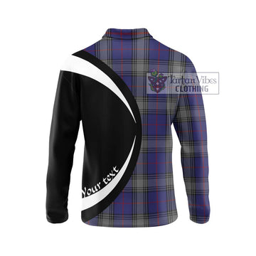 Kinnaird Tartan Long Sleeve Polo Shirt with Family Crest Circle Style