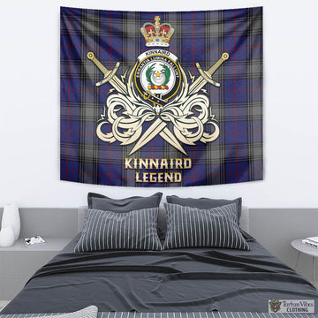 Kinnaird Tartan Tapestry with Clan Crest and the Golden Sword of Courageous Legacy