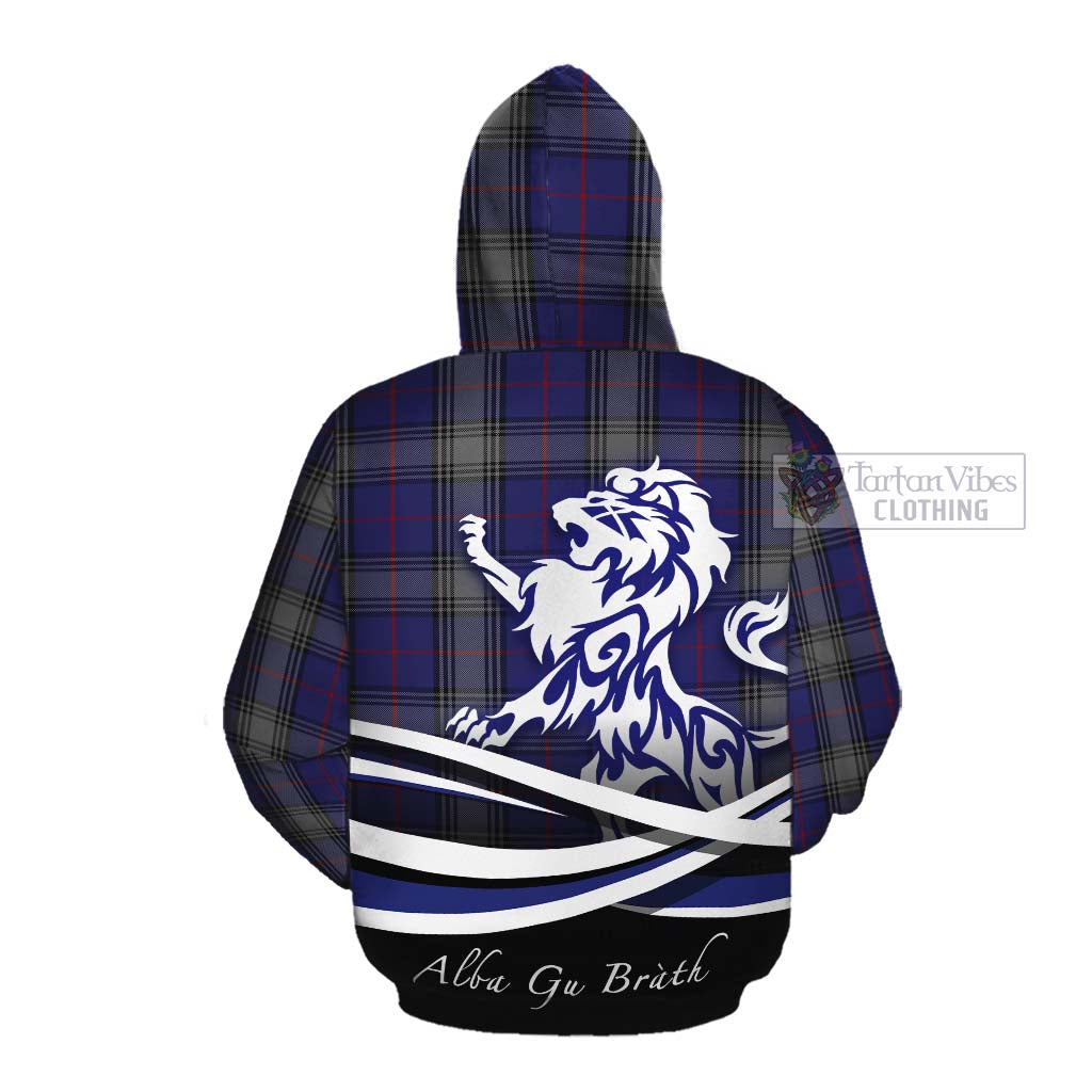 Tartan Vibes Clothing Kinnaird Tartan Cotton Hoodie with Alba Gu Brath Regal Lion Emblem