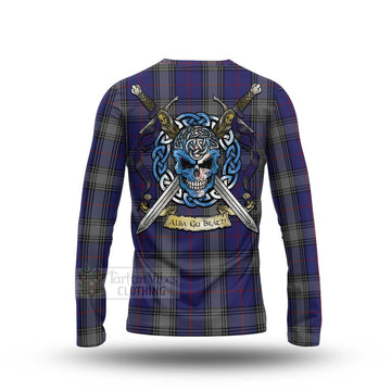 Kinnaird Tartan Long Sleeve T-Shirt with Family Crest Celtic Skull Style