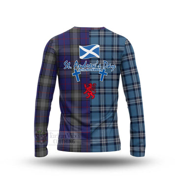 Kinnaird Tartan Long Sleeve T-Shirt Happy St. Andrew's Day Half Tartan Style