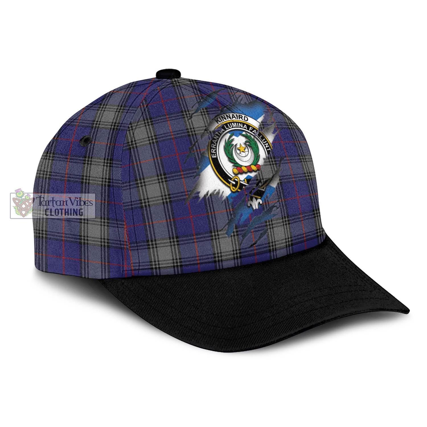 Tartan Vibes Clothing Kinnaird Tartan Classic Cap with Family Crest In Me Style