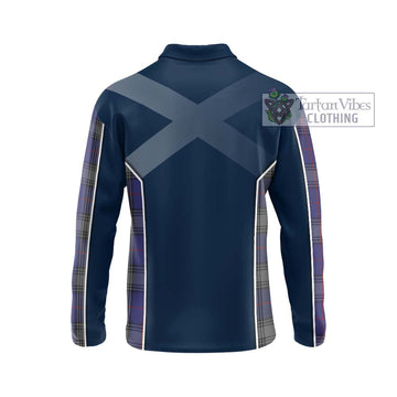 Kinnaird Tartan Long Sleeve Polo Shirt with Family Crest and Lion Rampant Vibes Sport Style