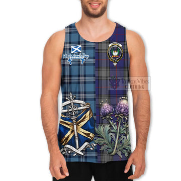 Kinnaird Tartan Men's Tank Top Happy St. Andrew's Day Half Tartan Style