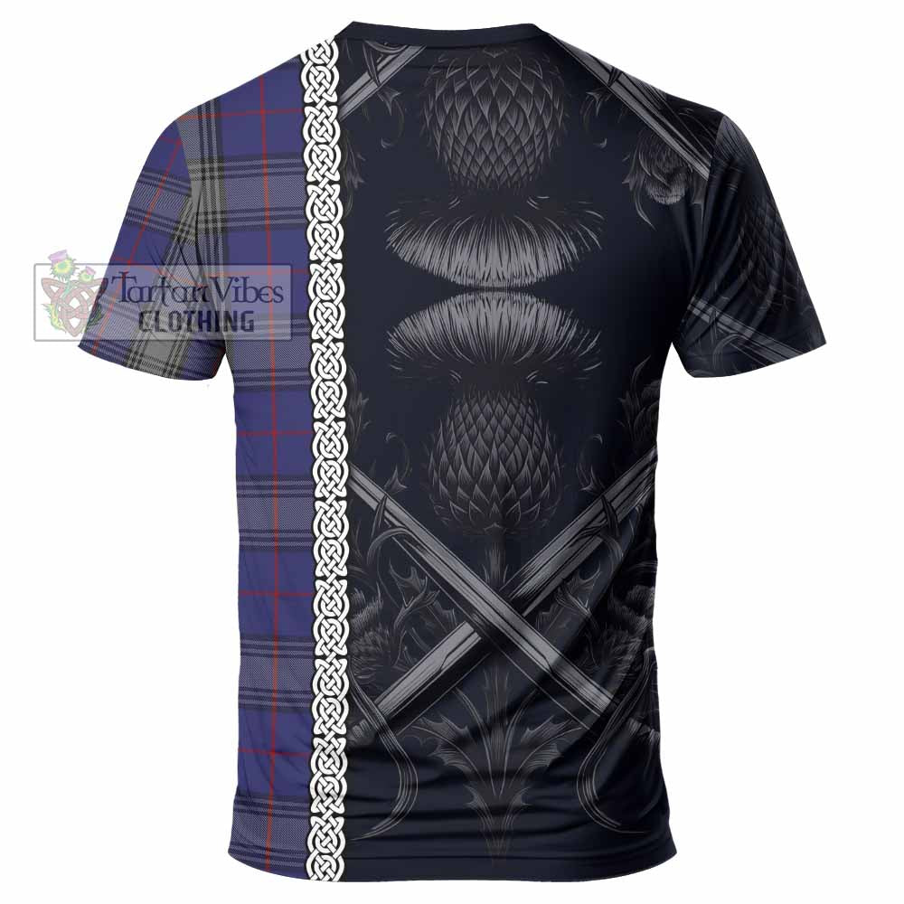 Tartan Vibes Clothing Kinnaird Tartan T-Shirt with Family Crest Cross Sword Thistle Celtic Vibes