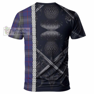 Kinnaird Tartan T-Shirt with Family Crest Cross Sword Thistle Celtic Vibes