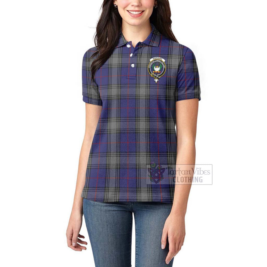 Tartan Vibes Clothing Kinnaird Tartan Women's Polo Shirt with Family Crest Celtic Skull Style