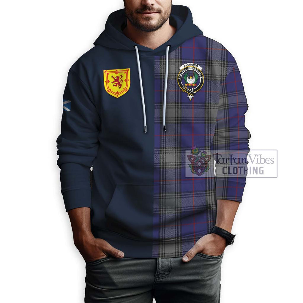 Tartan Vibes Clothing Kinnaird Tartan Hoodie with Scottish Lion Royal Arm Half Style