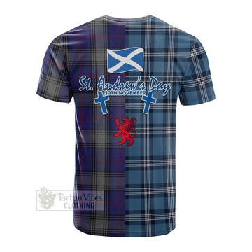 Kinnaird Tartan Cotton T-shirt Happy St. Andrew's Day Half Tartan Style